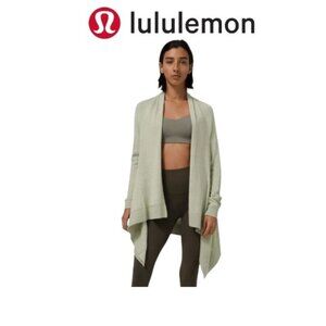 Lululemon Cashlu Knit Meditation Wrap Cardigan Cashmere Blend Green XS S Draped